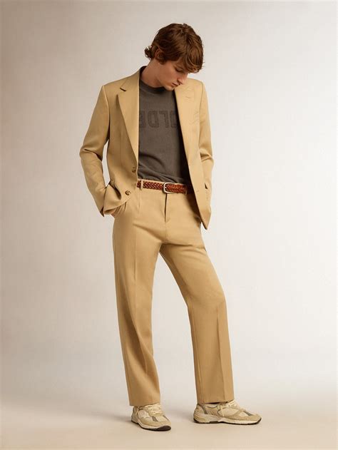 pantalone elegante sabbia gucci uomo|Pantalone elegante in gabardina di lana .